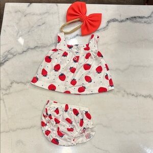 Carter's Red Strawberry Print Diaper Cover Set